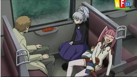 Kiko sleeping in a train