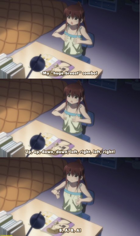 Konami Code (she forgot to press start)