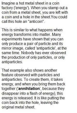 The best Antimatter analogy