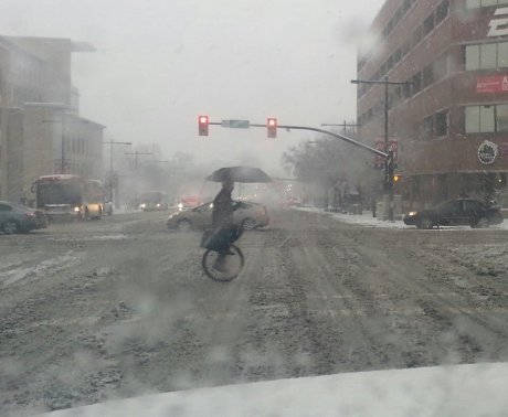 Unicycle in the snow part 2