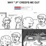 ;P