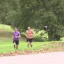Flying grim reaper prank terrifies a couple of joggers.