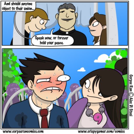 Phoenix Wright at a  marriage