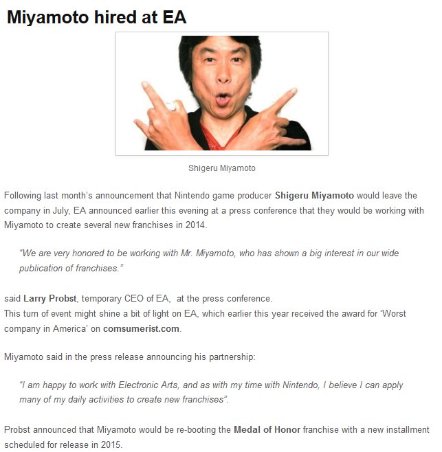 Miyamoto hired at EA