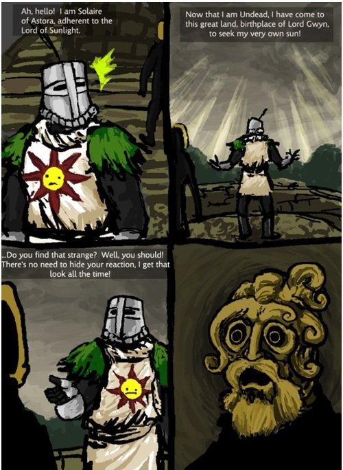 Knight Solaire's eyes are tags