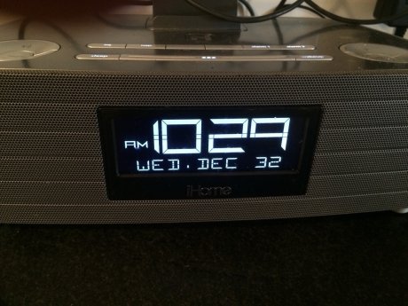 My iHome is still drunk from New Year's Eve partying.