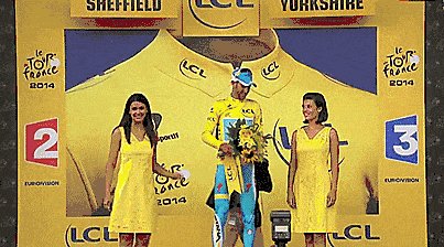 Tour de France stage winner Vincenzo Nibali tries to kiss a podium girl, gets rejected.