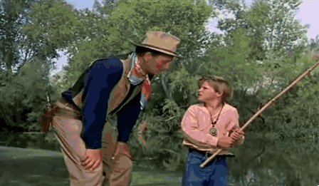 When I take my little cousin fishing and he catches ten fish and I catch none