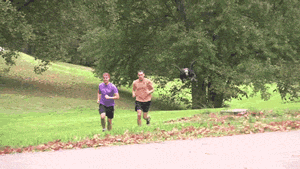 Flying grim reaper prank terrifies a couple of joggers.