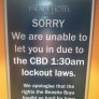 Apologetic sign outside a bar in Sydney