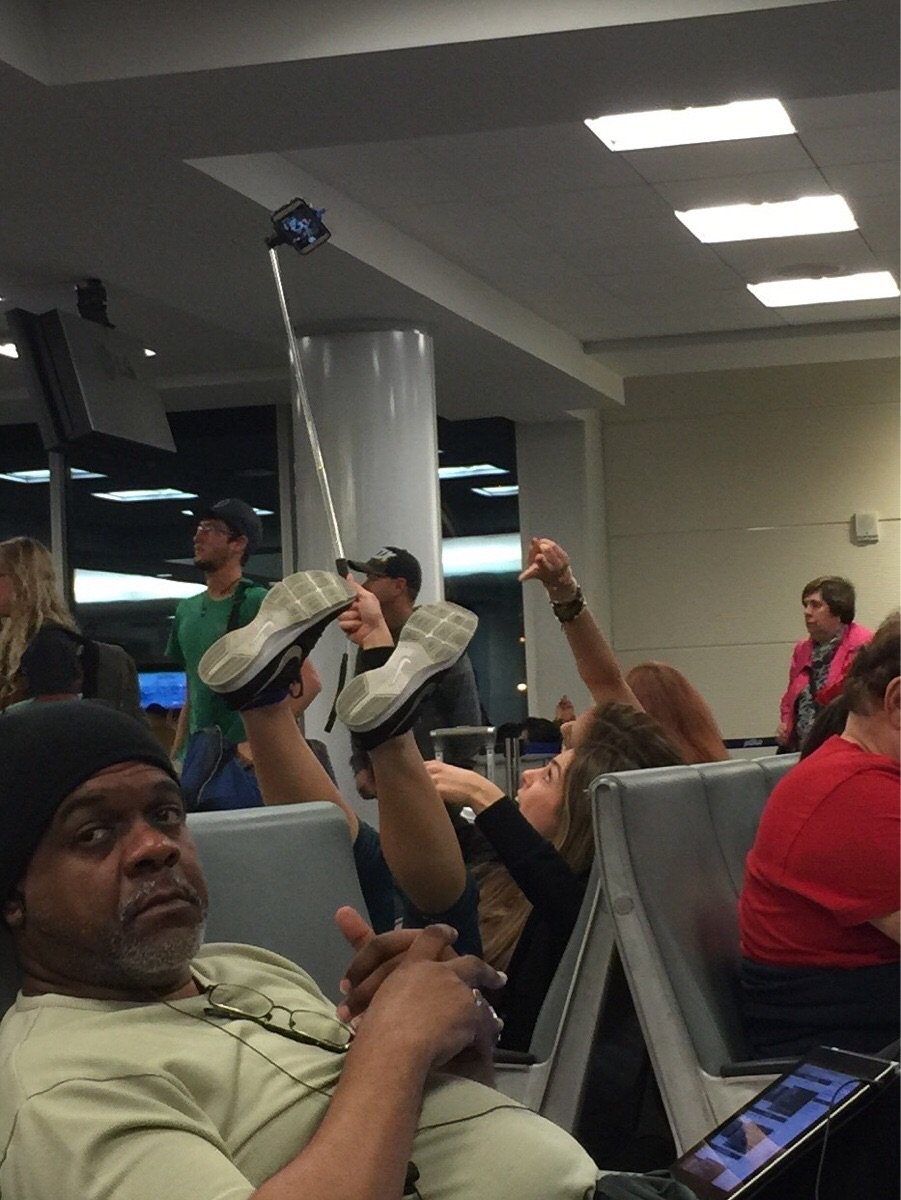 Ah the ole selfie at the airport.