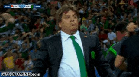 Mexico's coach trying to keep it cool after scoring
