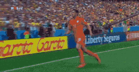 Huntelaar kicks the flag after his penalty goal