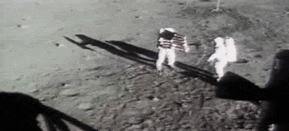 Neil Armstrong moonwalking in 1969, decades before Michael Jackson