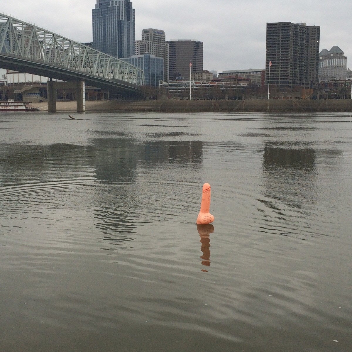 A giant penis is floating down the Ohio River right now