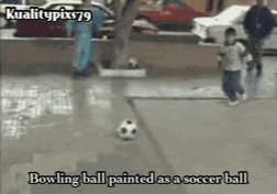 Bowling ball painted as a soccer ball