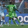 World cup: Nigerian player shoots ball into teammate's arm, breaking it.