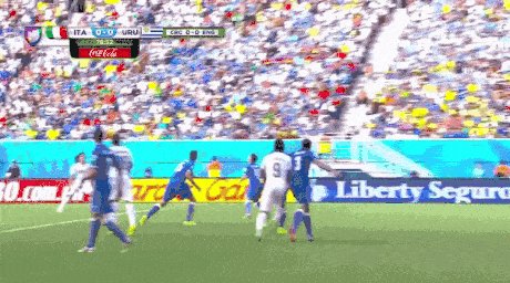 Suarez just bit Chiellini in the Italy VS Uruguay match.