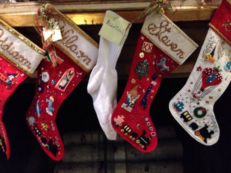 My parents finally put up a stocking for my wife.