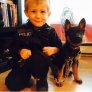 little boy and his puppy in training