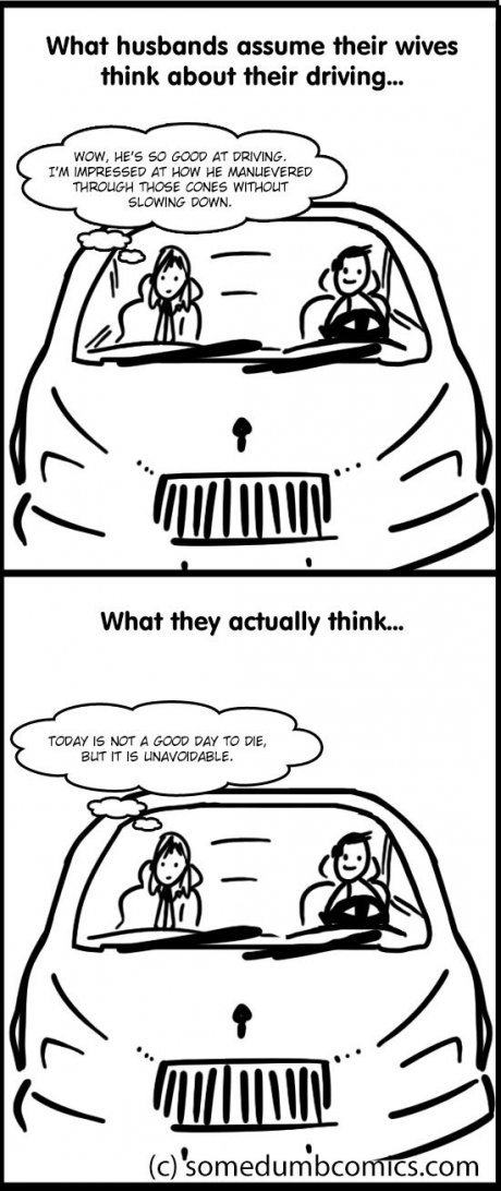 Husband driving...