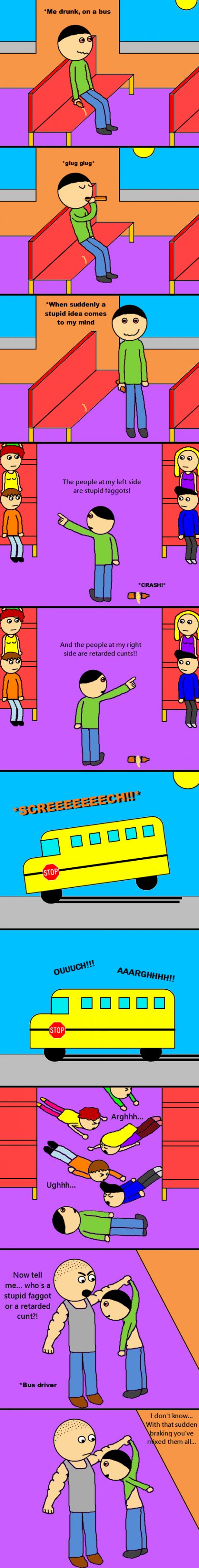 Drunk on a bus